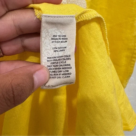 Soft Surroundings Maxi Dress Small Yellow Embroidered Linen Resort Vacation - Picture 5 of 7